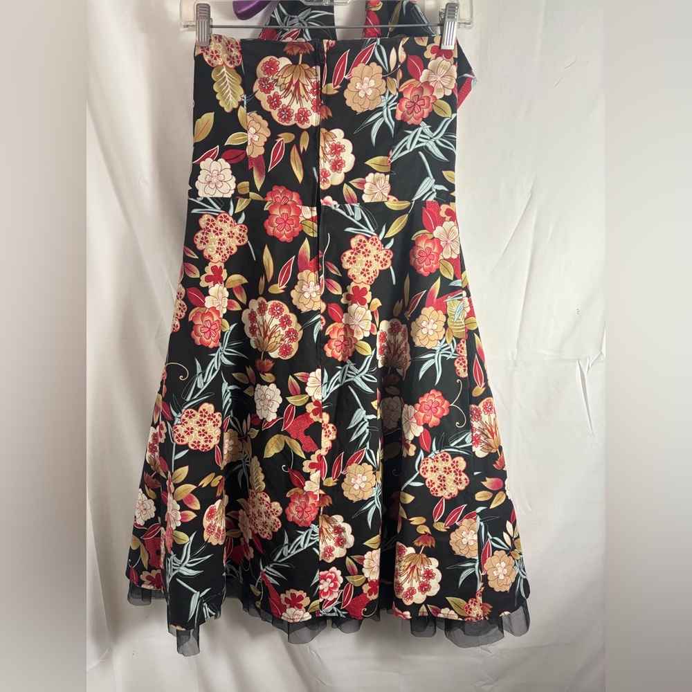 Y2K Black Floral Hawaii Tulle Whimsigoth Fairy Grunge Halter Dress Size M-L - Picture 16 of 16